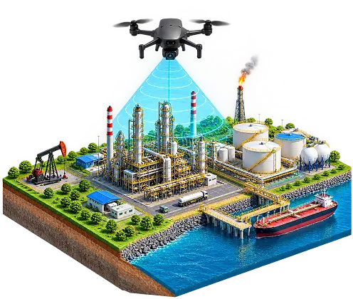 Oil Pipe Stack Drone Inspection Services in India | Lesoko