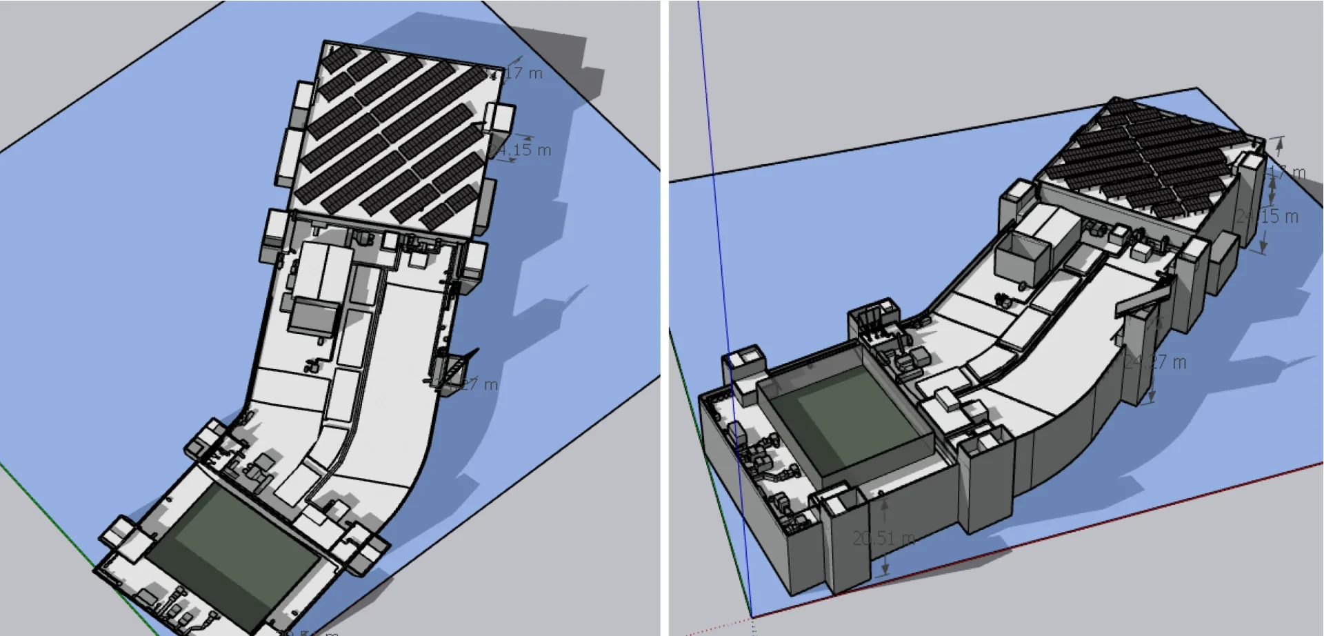 Feasibility study for a building project showing plans and cost analysis.