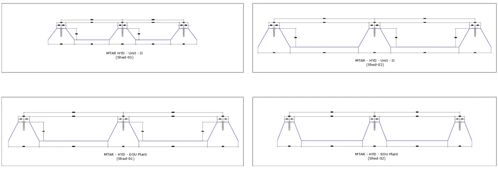 Diagram of solar rooftop panel sheet profile showing its features and size.