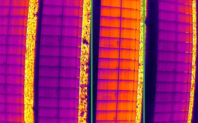Open circuit in solar panel showing no current flow due to broken connection