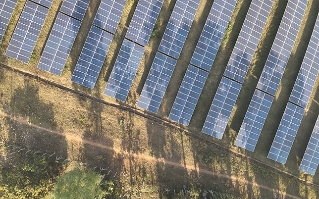 Shadow in solar panel reducing energy efficiency due to nearby obstruction