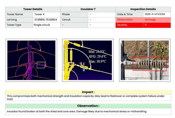 Thermal hotspots inspection showing Severity Level 5 overheating detected by infrared camera in an industrial electrical panel.