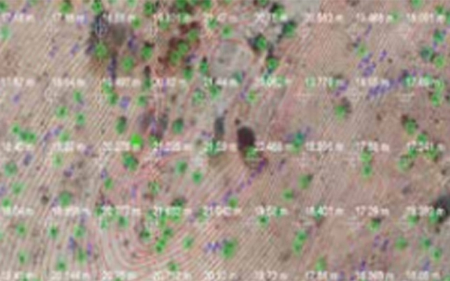 Ground Mount Solar Survey 6 Contour map with spot level data at 5m x 5m grid spacing from drone ground mount solar survey India — showing precise elevation points for structural pile design and earthwork estimation