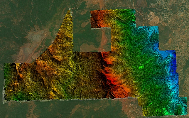 Digital elevation model from drone solar rooftop survey showing precise surface height data for solar mounting system design and drainage planning in India