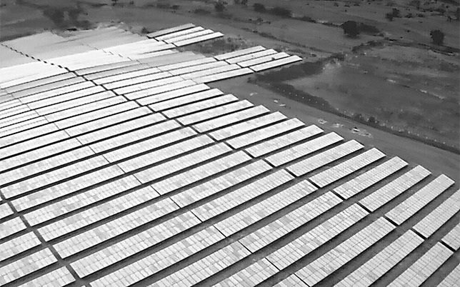 Thermal and RGB drone video recording of large-scale solar panel farm during night surveillance patrol by Lesoko