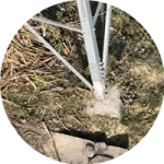Transmission tower foundation leg inspection vegetation encroachment detected India