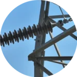 Disc insulator string on transmission tower drone inspection defect detection India