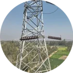 Jumper conductor on transmission tower inspected by drone India 220KV line