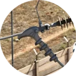 Strain clamps on transmission line conductor inspected for corrosion and hardware defects
