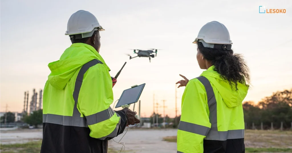 Unmanned Aerial Vehicle: India's Industries Actually Need 1 Two drone pilots in safety gear operating a commercial UAV for industrial inspection in India
